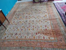 19th C. decorative Persian carpet square {520 cm L x 372 cm W }.{ cm H cm W cm D}.