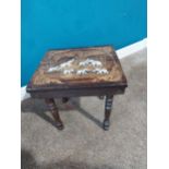Rosewood and bone inlaid lamp table decorated with Elephants {35 cm H 35 cm W 33cm D}.