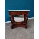 Good quality William IV flamed mahogany console table with mirrored back with lion's paw feet on