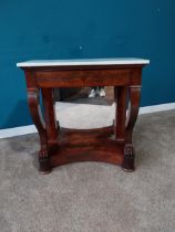 Good quality William IV flamed mahogany console table with mirrored back with lion's paw feet on