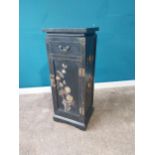 Early 20th C. Japanese lacquered side cabinet decorated with Birds and Flowers. {87 cm H x 34 cm W x