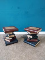 Pair of wooden book stack lamp tables. {40 cm H x 31 cm W x 34 cm D}.{ cm H cm W cm D}.