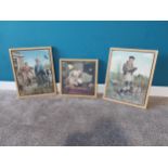 Three framed oleographs {46 cm H x 35 cm W and 35 cm H x 35 cm W}.{ cm H cm W cm D}.