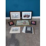 Collection of seven framed coloured prints.{ cm H cm W cm D}.