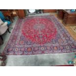 Decorative Persian carpet square {380 cm L x 285 cm W}.{ cm H cm W cm D}.