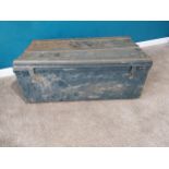 Early 20th C. tin plate trunk {40 cm H 98 cm W 54cm D}.
