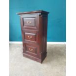 Mahogany side cabinet with three drawers flanked by reeded columns in the Regency style. {116 cm H x