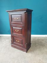 Mahogany side cabinet with three drawers flanked by reeded columns in the Regency style. {116 cm H x