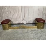 Brass extendable fender with leather upholstered seats {5ft W}.