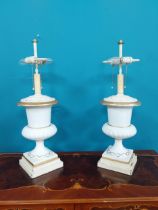 Pair of good quality 20th C. ceramic and metal table lamps. {{72 cm H x 21 cm Diam}.