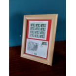 50th Anniversary of the Munich Air Disaster Irish stamps mounted in wooden frame {37 cm H x 29 cm