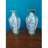 Pair of Chinese ceramic vases with damage {30 cm H x 15 cm Dia.}.
