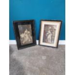 Pair of Edwardian coloured prints mounted in ebonised frames. {52 cm H x 36 cm W}.{ cm H cm W cm