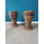 Pair of unusual cherrywood lamp tables. {74 cm H x 46 cm Dia.}.{ cm H cm W cm D}.