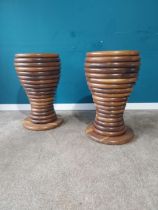 Pair of unusual cherrywood lamp tables. {74 cm H x 46 cm Dia.}.{ cm H cm W cm D}.