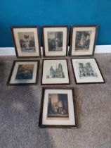 Set of five Cry's of London mounted in oak frames {32 cm H x 26 cm W}.{ cm H cm W cm D}.