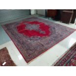 Persian carpet square {370 cm L x 275 cm W}.{ cm H cm W cm D}.