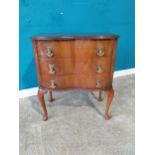 1950's mahogany side cabinet with gilded handles on cabriole legs. {72 cm H x 60 cm W x 37 cm D}.{