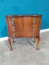 1950's mahogany side cabinet with gilded handles on cabriole legs. {72 cm H x 60 cm W x 37 cm D}.{