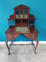 Edwardian mahogany Ladies desk with two drawers in frieze on cabriole legs. {140 cm H x 86 cm W x 54