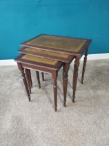 Nest of three mahogany tables with inset leather tops in the Regency style. {51 cm H x 56 cm W x