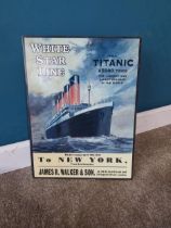 White Star Line Titanic tin plate advertising sign {40 cm H x 30 cm W}.{ cm H cm W cm D}.