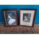 Two early 20th C. prints mounted in oak frames.