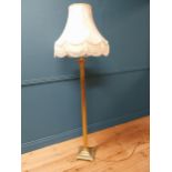 Exceptional quality Edwardian Corinthian column brass standard lamp with cloth shade {176 cm H x