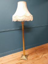 Exceptional quality Edwardian Corinthian column brass standard lamp with cloth shade {176 cm H x