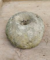 18th C. sandstone quern stone. {16 cm H x 28 cm Dia.} { cm H cm W cm D}.