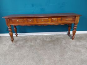 Good quality cherrywood server with five drawers in frieze on turned legs. {74 cm H x 190 cm W x