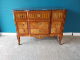 Good quality Edwardian Kingwood and Satinwood inlay chest of drawers with marble top and ormolu