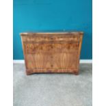 19th C. French burr walnut chest of drawers with four drawers on bracket feet. {89 cm H x 113 cm W x