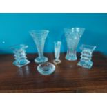 Collection of Waterford, Galway and Killarney cut crystal vases etc (6) {Largest 27 cm H x 17 cm Dia