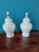 Pair of Laura Ashely ceramic table lamps {45 cm H 22 cm W 22cm D}.