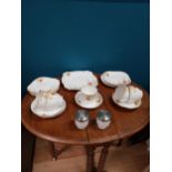 Sixteen piece bone china tea service - XL Salisbury and two storage jars. { cm H cm W cm D}.