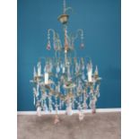Decorative French painted metal and crystal chandelier{100 cm H 70 cm W 70cm D}.