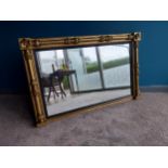 19th C. giltwood overmantle mirror decorated with rosettes {80 cm H x 128 cm W}.