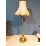 Edwardian telescopic standard lamp with cloth shade {165 cm H x 35 cm Dia.}.
