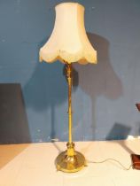 Edwardian telescopic standard lamp with cloth shade {165 cm H x 35 cm Dia.}.