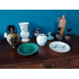 Collection of ten miscellaneous ceramics{ cm H cm W cm D}.