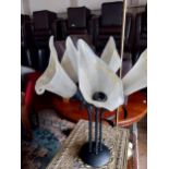 Decorative metal table lamp with Lily glass shades {50 cm H x 43 cm Dia.}.
