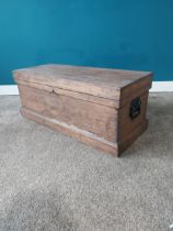 1950's pine toolbox with metal handles. {32 cm H x 76 cm W x 35 cm D}.{ cm H cm W cm D}.