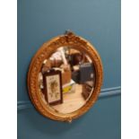 19th C. oval gilt framed mirror. {50 cm H x 45 cm W}. { cm H cm W cm D}.