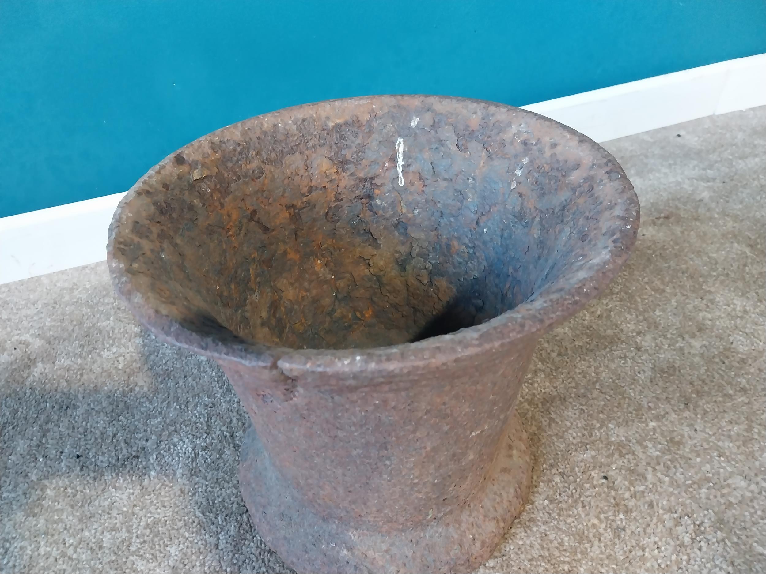 Early 19th C. cast iron mortar {28 cm H x 34 cm Dia.}. { cm H cm W cm D}. - Image 2 of 3