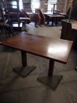 Veneered rectangular bar - cafe - pub - restaurant table with double metal base {77 cm H x 120 cm