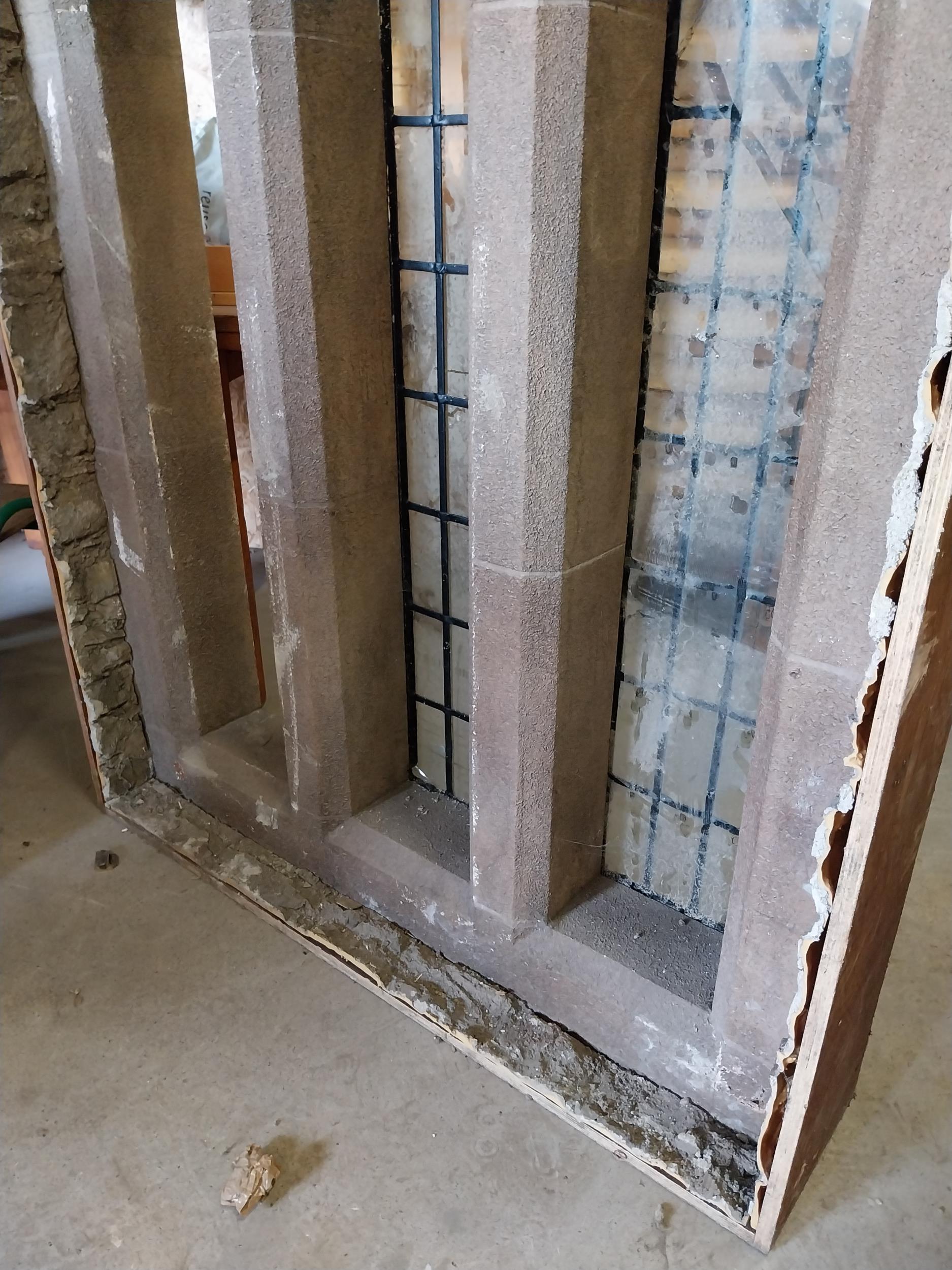 Film prop fibre glass window in the Gothic style with glass panels {156 cm H x 124 cm W x 26 cm D}. - Image 2 of 3