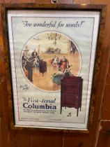 Two Wonderful for Words Columbia Gramophone framed advertising print {39 cm H x 28 cm W}.