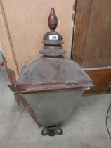 Early 20th C. copper and metal lantern in need of restoration {95 cm H x 43 cm W x 43 cm D}.