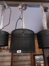 Pair of metal light shades in the Industrial style in working order {Drop 90 cm H x 35 cm W x 35